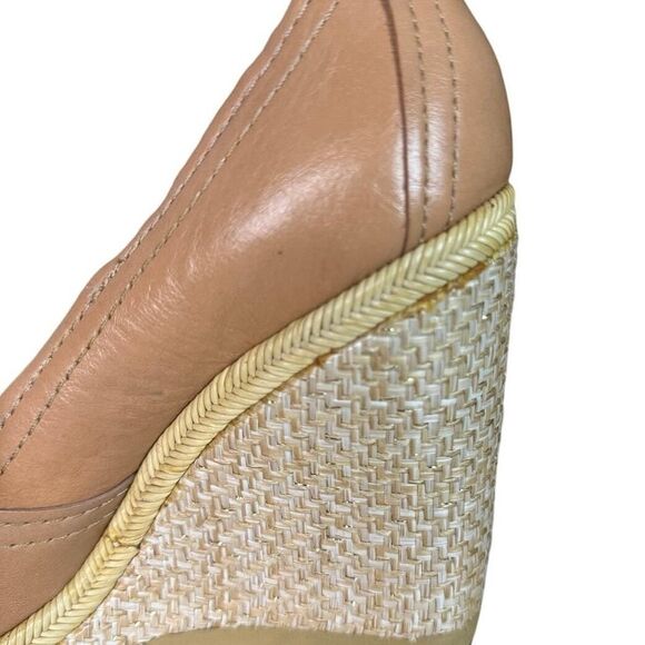 Bacio 61 Shoes Womens 9 W Wide Tan‎ Espadrille Wedge Preppy Neutral Minimalist - Picture 6 of 13